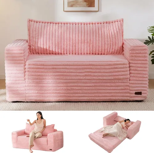 Vista 10 de MAXYOYO Sofá cama convertible, sofá cama plegable 2 en 1 para espacios pequeños, sofá biplaza extraíble con almohada trasera grande, sofá de tela