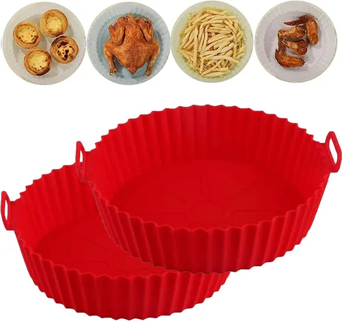 Vista 10 de Bandeja de silicona para hornear para freidora de aire, bandeja de silicona reutilizable para freidora de aire para canasta de 3.6 a 6.8 cuartos