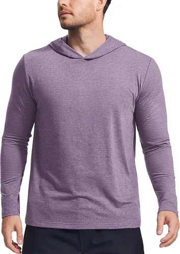 Vista 31 de PINSPARK Sudaderas ligeras con capucha tipo pullover para hombres, manga larga, sudadera con capucha para golf, gimnasio, entrenamiento, sudadera