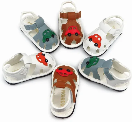 Vista 7 de WILLFUN Sandalias chirriantes de verano para bebé, niño, niña, suela de goma de primera calidad, puntera cerrada, antideslizantes, zapatos