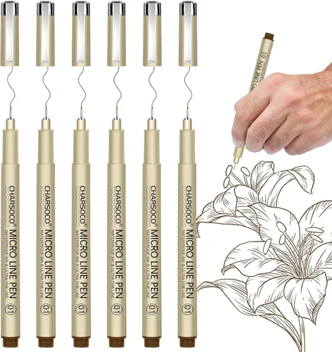 Vista 9 de XS Micro Pen, paquete de 6 bolígrafos negros de punta fina con tinta de archivo impermeable, bolígrafos de tinta fina de 0.039-0.079 in