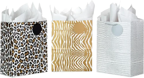 Vista 7 de Hallmark Bolsas de regalo grandes de 13 pulgadas, paquete de 3 (azul iridiscente, dorado, morado)