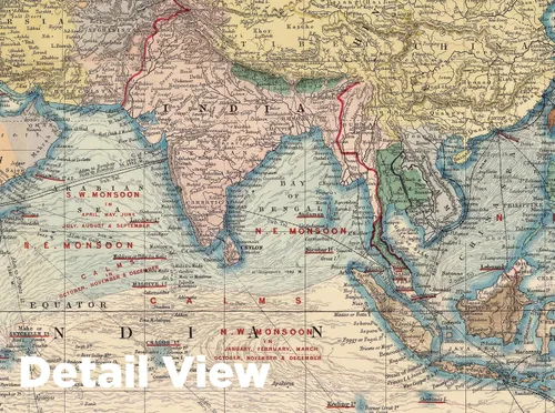 Vista 4 de Mapa del mundo de Stanford 1900 - Impresión de mapa histórico - 24 x 13 pulgadas
