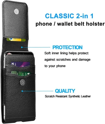 Vista 2 de Funda de cuero para iPhone 17 Pro, Samsung, Motorola, Xiaomi, funda de protección Huawei, funda de protección para teléfono con hebilla de cinturón