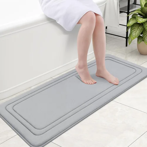 Vista 64 de Grandaily Alfombra de Baño de Espuma Viscoelástica 24x16, Ultra Suave, Antideslizante y Absorbente, Alfombras de Baño Lavables a Máquina y Secables