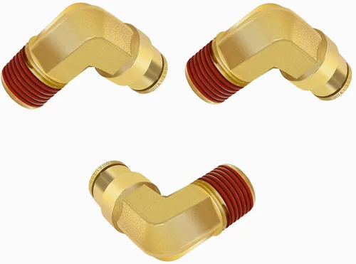 Vista 16 de Siptenk 1/2" Codo DOT de Latón Empuje para Conectar Accesorios de Línea de Aire 5 PIEZAS, Tubo de 1/2" OD x Rosca NPT de 1/2" Accesorios de Conexión