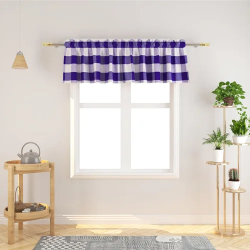 Vista 47 de Cenefas de cortina para ventana de 16 pulgadas de largo, 2 paneles de cuadros búfalo, cortinas pequeñas con bolsillo para barra, estilo clásico