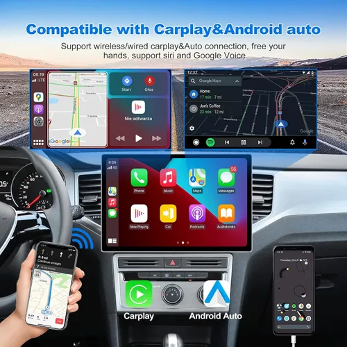 Vista 5 de 6+128GB Android 15 Qualcomm estéreo para coche con CarPlay Android Auto, pantalla táctil QLED de 12 pulgadas Actualización de navegación