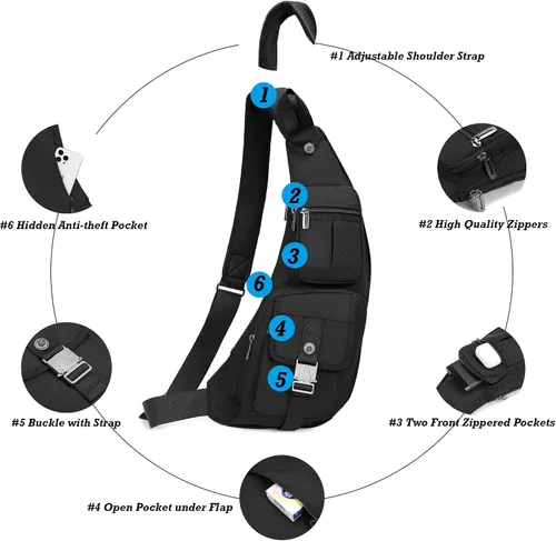 Vista 44 de Nicgid Sling Bag - Mochila bandolera para hombre), LYSB01NH075BJ-SPRTSEQIP