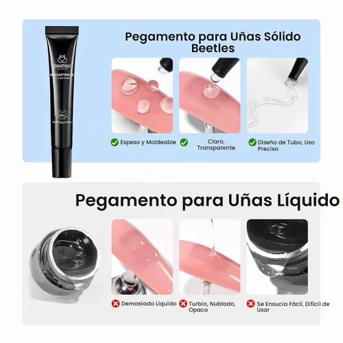 Vista 4 de Beetles - Esmalte de uñas en gel 3D, 3 en 1, esmalte de uñas transparente sin limpiar, pegamento para arte de uñas con diamantes de imitación