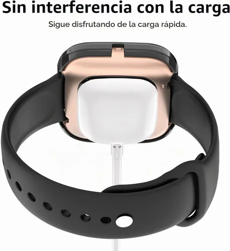 Vista 7 de Tobfit - Protector de pantalla para Fitbit Versa 2 con funda protectora de vidrio templado HD, carcasa rígida de policarbonato de cobertura completa