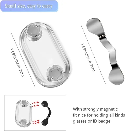 Vista 3 de donwmvfoug Paquete de 3 soportes magnéticos para gafas, etiqueta de nombre, soportes magnéticos para lentes de sol de trabajo, pasadores magnéticos