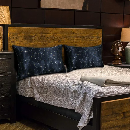 Vista 7 de MANSPHIL Paquete de 2 fundas de almohada de seda Queen con patrón de estrellas negras, seda de grado 6A 22 momme 100% seda de morera real, funda