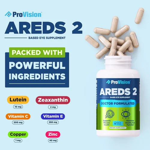 Vista 2 de ProVision AREDS 2 Vitaminas para los ojos – Mejora la visión – Complejo de luteína y zeaxantina Visión – 60 cápsulas de suplemento ocular