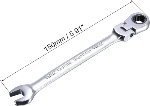 Vista 2 de uxcell Llave combinada de trinquete de cabeza flexible de 11/32 pulgadas SAE 72 dientes 12 puntos de trinquete de caja terminada herramientas