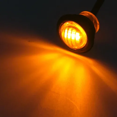 Vista 4 de Partsam 2 piezas de 3/4" Luz LED de marcador ámbar mini, luz de alerón de distancia, señal de giro, 3 cables, 12V