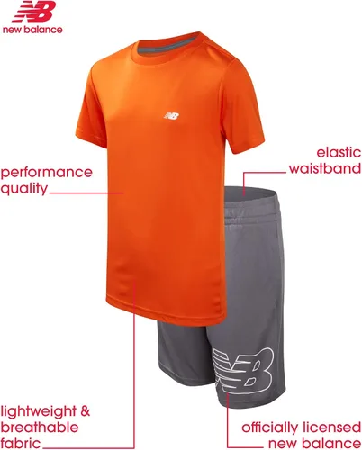 Vista 2 de New Balance Conjunto de pantalones cortos activos para niño 4 piezas camiseta de manga corta y pantalones cortos de gimnasio 8-20