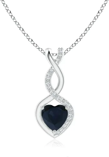 Vista 9 de Angara Heart-Shaped Blue Sapphire Infinity Pendant with Diamond Accents Oro Rosa