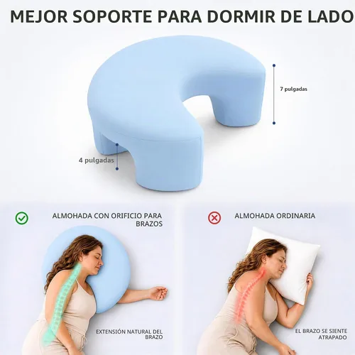 Vista 4 de AM AEROMAX - Almohada de espuma viscoelástica con agujero para el brazo, 7 pulgadas, color azul Cervical/neck/shoulder/rotator cuff pain relief