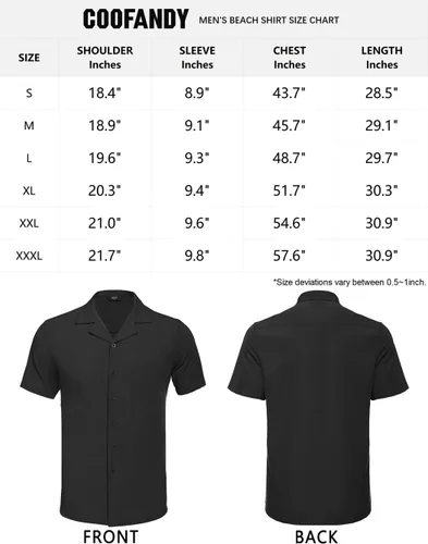 Vista 5 de COOFANDY Men's Casual Button Down Shirts Short Sleeve Cuban Collar Shirt Summer Beachwear