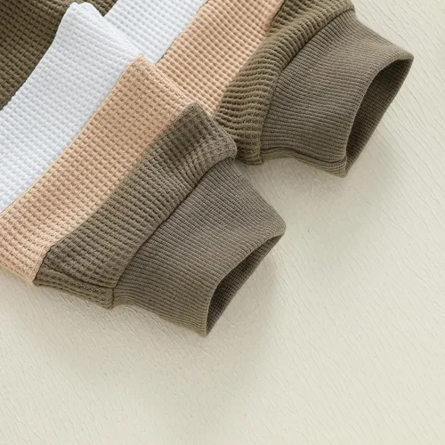 Vista 15 de Kuriozud Conjunto de 2 piezas de sudadera con cuello redondo y pantalones deportivos para niños pequeños para otoño e invierno