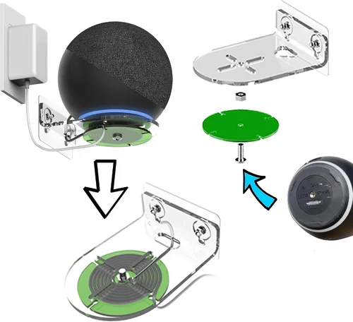 Vista 3 de Compatible con Echo Studio 2025, soporte Echo de 4ª generación, soporte de pared Moun de pared, gestión de cables integrada, compatible con Sonos