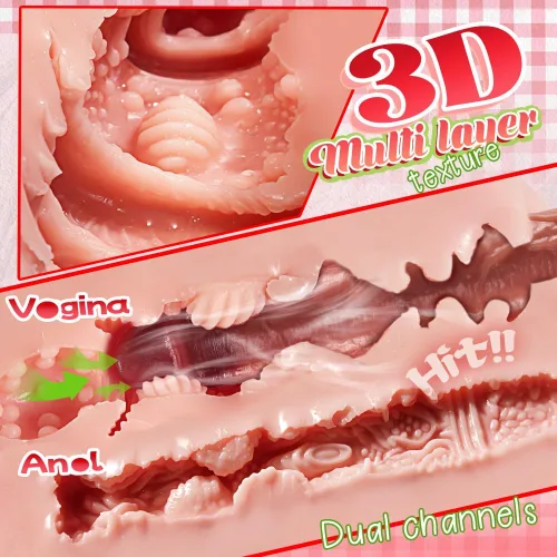 Vista 4 de Masturbador masculino realista de 7.5 libras, juguete sexual masculino – Labios apretados y bolsillo trasero con vagina para la masturbación