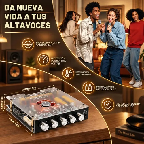 Vista 7 de Amplificador Bluetooth AS21-II TPA3255, 2.1 canales, 220 W x 2 + SZM-AS21 II