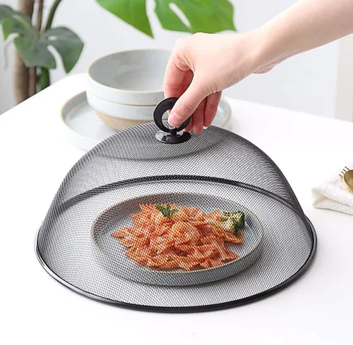 Vista 6 de Cubierta de malla para alimentos, de acero inoxidable, para mesa de comedor, tapa de alimentos, cubierta de platos, fundas reutilizables de malla