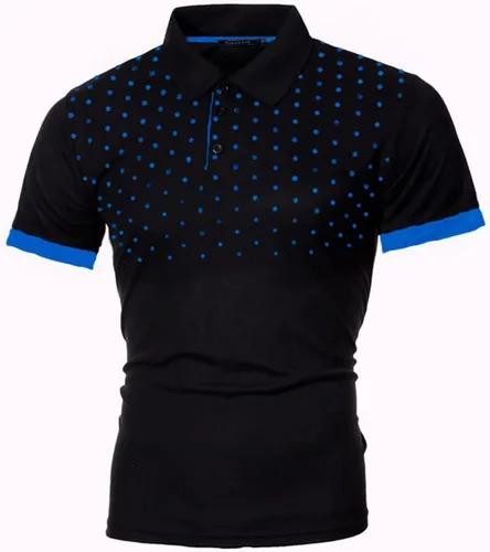 Vista 2 de Camisas de golf de manga corta para hombre, estilo casual, con bloques de color, de algodón, con botones, polo