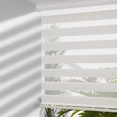 Vista 11 de MYshade - Persianas enrollables de cebra sin cordón con función de parada libre - Persianas traslúcidas de doble capa con filtración de luz y Blanco