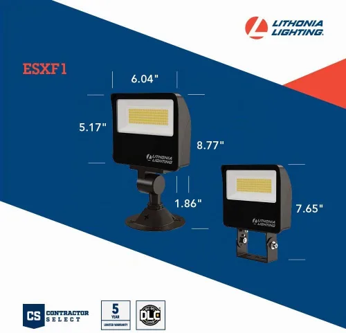 Vista 4 de Lithonia Lighting Luz de inundación LED todo en uno, impermeable del atardecer al amanecer MVOLT Knuckle or Yoke Mount LED Outdoor Light Fixture
