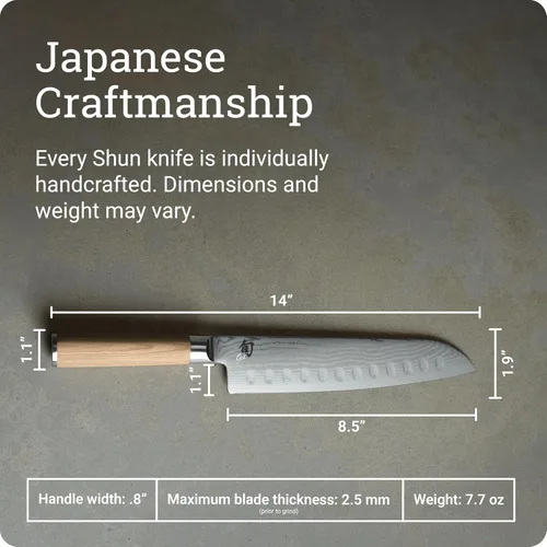 Vista 5 de Shun Cuchillo Santoku de tierra hueca rubio clásico de 8.5 pulgadas