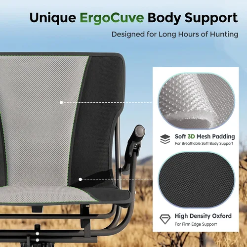 Vista 3 de ALPHA CAMP Silla plegable de caza giratoria con persianas de caza, asiento de caza silencioso de 360 grados con 4 patas ajustables de altura