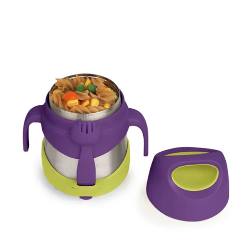 Vista 11 de b.box Tarro de alimentos aislado con tenedor para niños pequeños, recipiente fácil de abrir, acero inoxidable, más de 5 horas de temperaturas