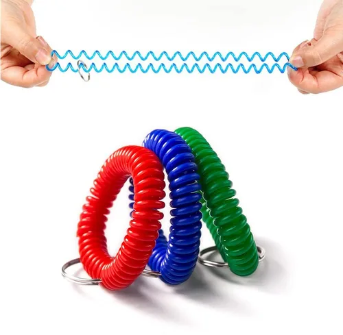 Vista 4 de 50 llaveros elásticos en espiral para muñeca, pulsera para deportes al aire libre, multicolor