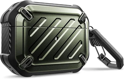 Vista 9 de SupCase - Estuche para Airpods Pro Serie Pro Unicorn Beetle, resistente carcasa de protección completa con mosquetón para Airpods Pro de Apple Negro