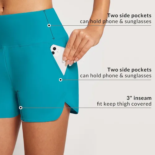 Vista 67 de baleaf Traje de baño de cintura alta de 3, 5, 7, 9 pulgadas, para mujer, de secado rápido, con bolsillos