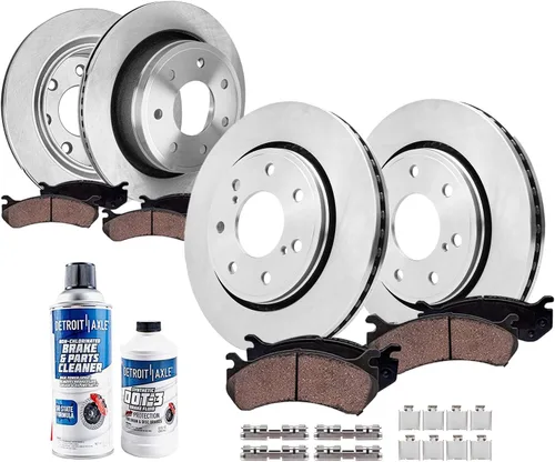 Vista 12 de Detroit Axle - Kit de frenos para Ford 18-21 Transit Connect, Rotores de freno de disco delantero y trasero Pastillas de freno de cerámica 2018 2019