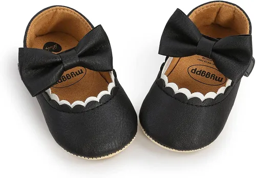 Vista 6 de SOFMUO Mary Jane - Zapatos planos con lazo, zapatos de ballet para niñas pequeñas, primeros caminantes, para boda, Navidad, zapatos de vestir