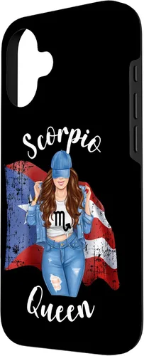 Vista 2 de Funda para iPhone 16 Puertorriqueña Escorpio Reina de Puerto Rico Morena