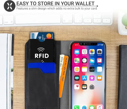 Vista 21 de SaiTech IT Juego de 10 fundas de bloqueo RFID, la mejor manera de proteger tus tarjetas del robo electrónico, diseño duradero, ligero y compacto