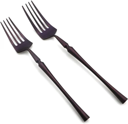 Vista 4 de JASHII lujo púrpura de 6 piezas cubiertos Set de cubiertos servicio 1 cubiertos Set 304 de acero inoxidable incluye cena cuchillo tenedor cuchara