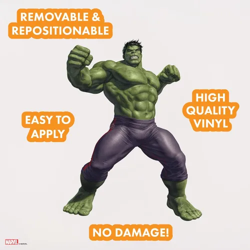Vista 2 de Wall Palz Marvel Incredible Hulk Calcomanías de Pared - 29" Realidad Aumentada Vengadores Hulk Decoración de Pared para Dormitorio Calcomanías