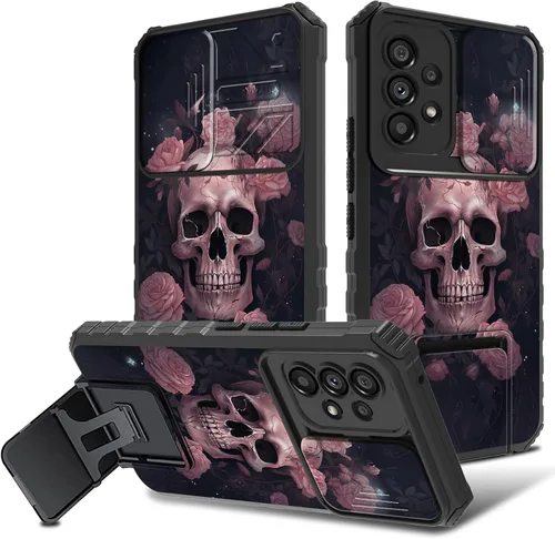 Vista 14 de Funda para Samsung Galaxy A53 5G con cubierta de cámara y soporte de soporte, resistente a prueba de golpes, TPU funda protectora para Samsung
