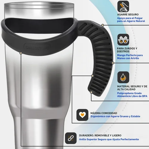 Vista 3 de CHILLOUT LIFE Mango para vasos YETI Cup de 30 onzas, Ozark Trail de 30 onzas, cómodo mango de repuesto para vasos YETI de 30 onzas y más