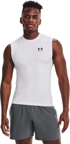Vista 10 de Under Armour - Camiseta de compresión HeatGear sin mangas para hombre Negro (001)/Blanco
