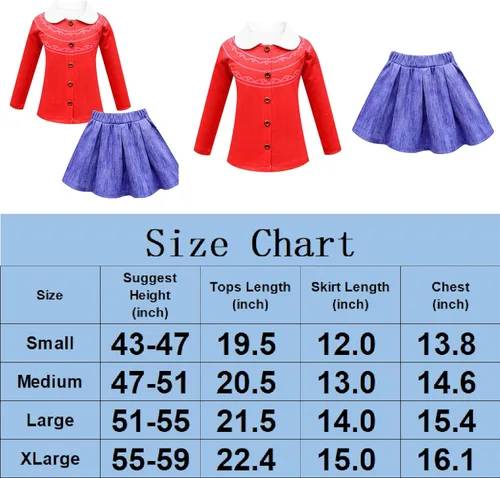 Vista 3 de Traje de cosplay Mei para niñas, 2 piezas, tops y falda de moda para niños