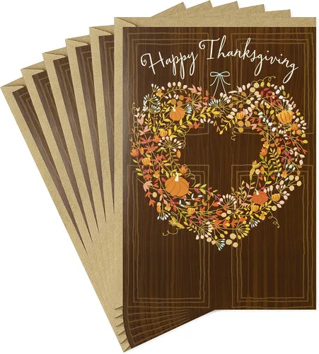 Vista 7 de Hallmark Tarjetas de Acción de Gracias (4 tarjetas con sobres, diseño único) Reuniones y gratitud