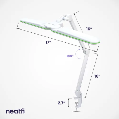 Vista 9 de Neatfi Elite HD XL - Lámpara LED de escritorio, 3 modos de luz, 90 piezas SMD LED, atenuación no polar, iluminación brillante que cuida los ojos